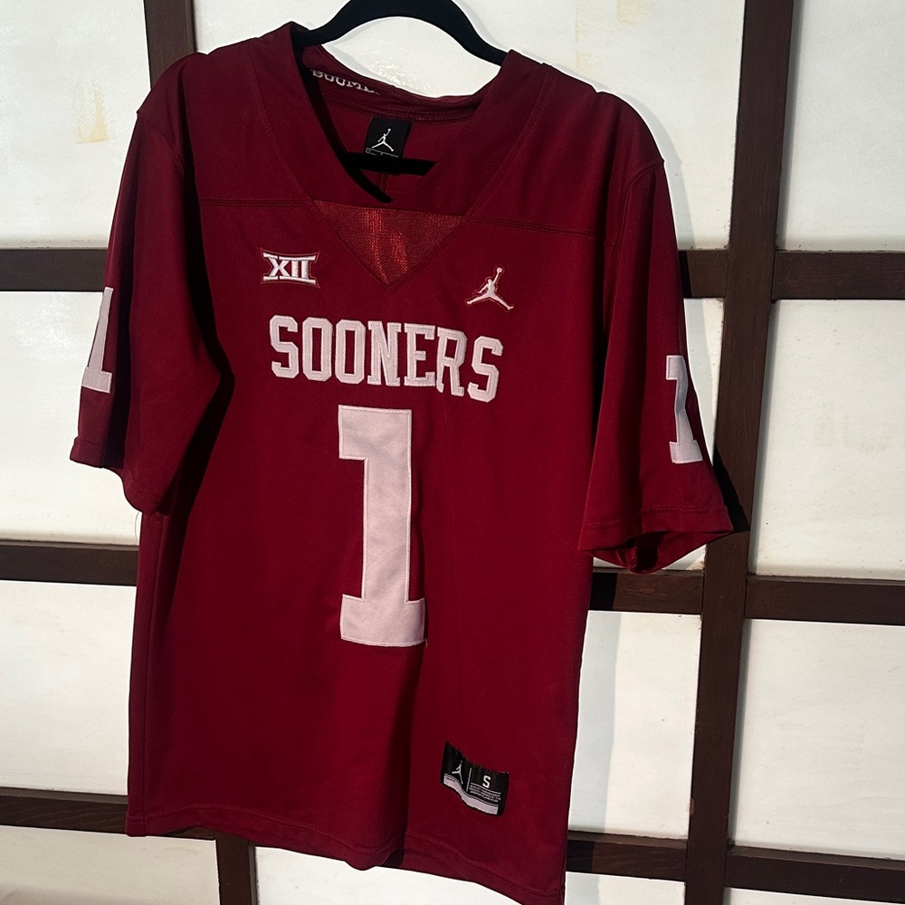 Jordan Crimson and White Football Jersey